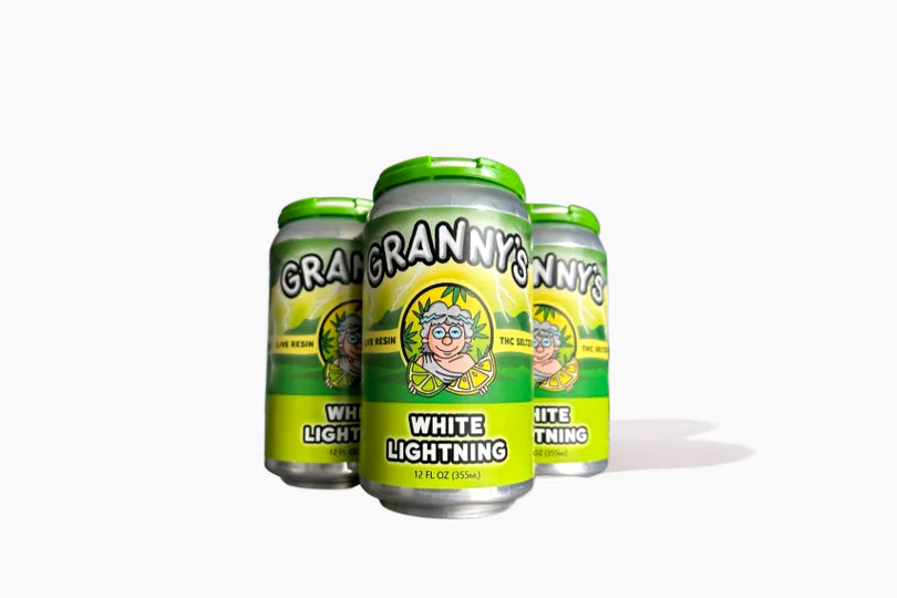 Granny's White Lightning Live Resin THC and CBD  Seltzer. Minnesota Made. New Cannabis Beverage.