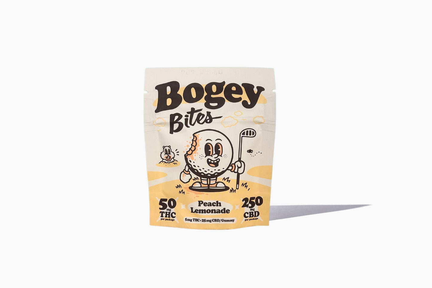 Bogey Bites Peach Lemonade Gummies 50mg THC + 250mg CBD